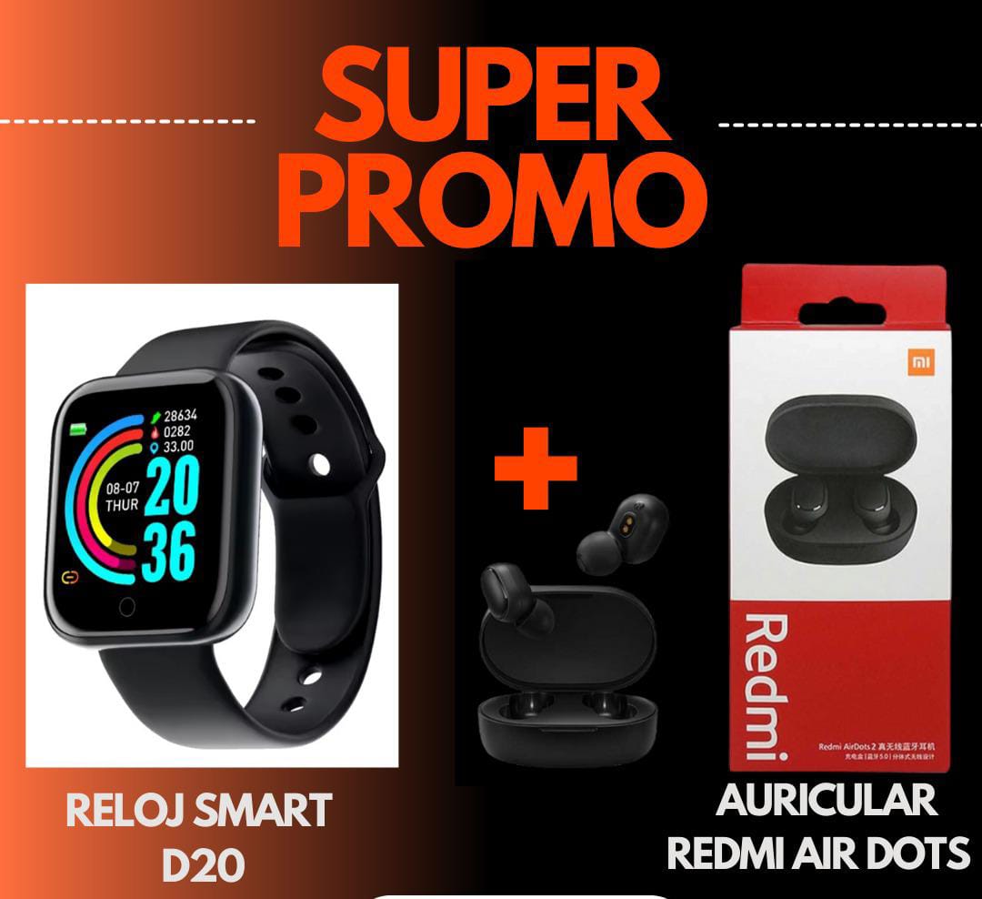 COMBO RELOJ D20 Y AURICULAR REDMI
