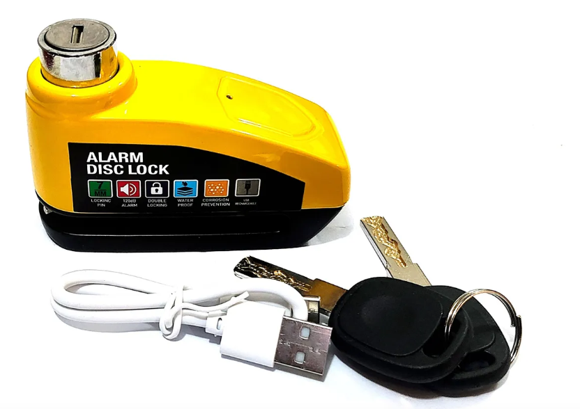 Candado alarma recargable.